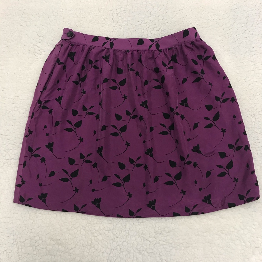 Brooks Brothers Silk Purple & Black Skirt Size 10